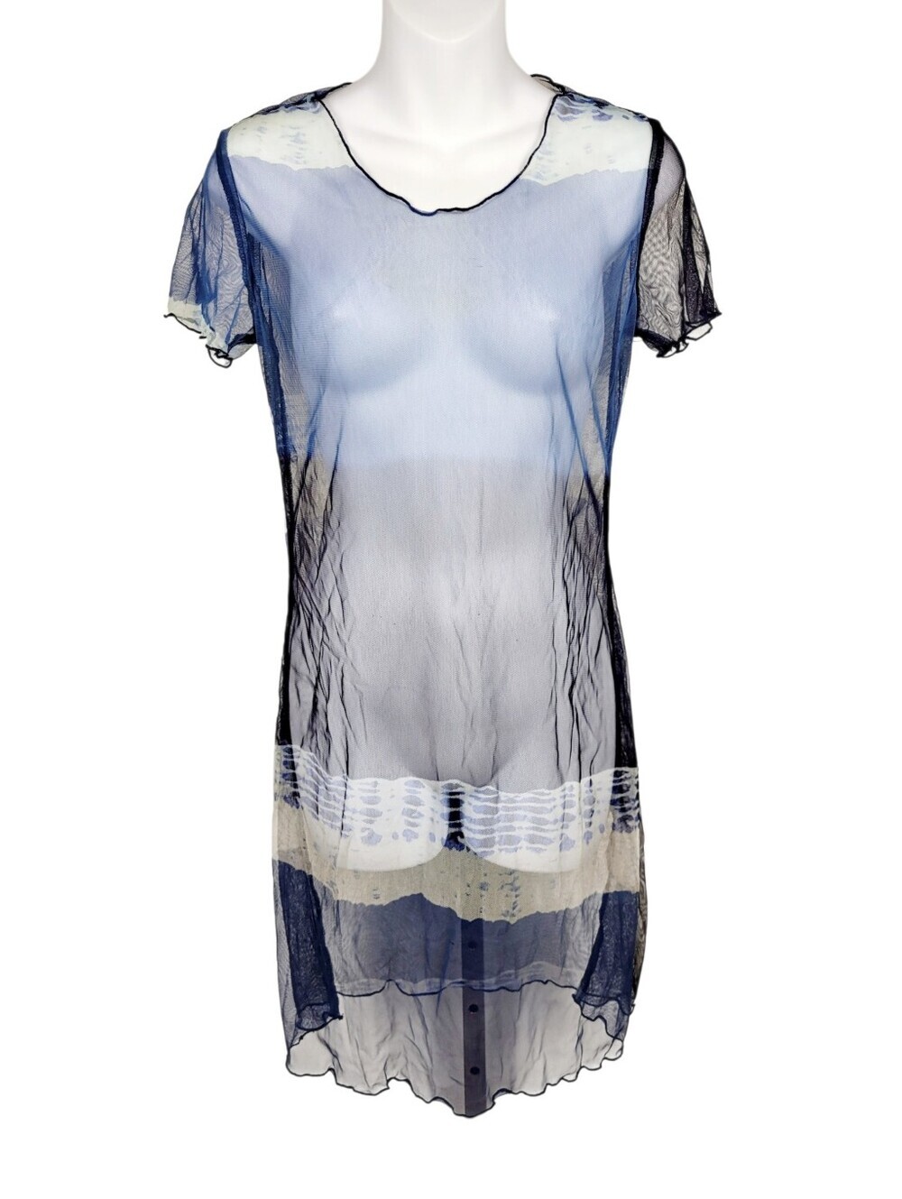 2/$20 Y2K Blue & Black Sheer Top Blouse Size: XS